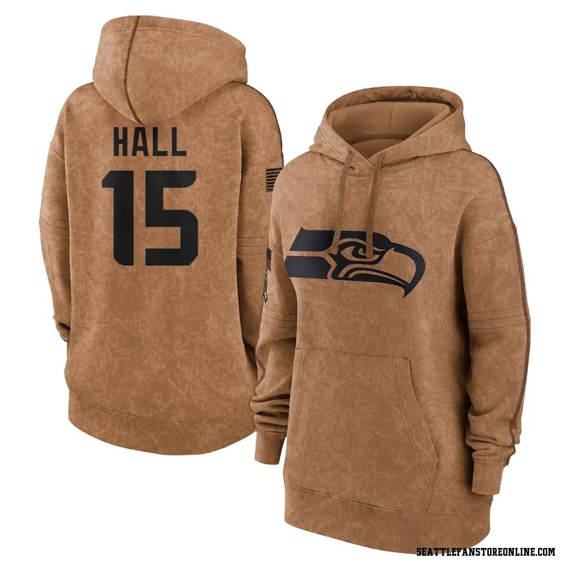 Brown Women's Jaren Hall Seattle Seahawks 2023 Salute To Service Pullover Hoodie