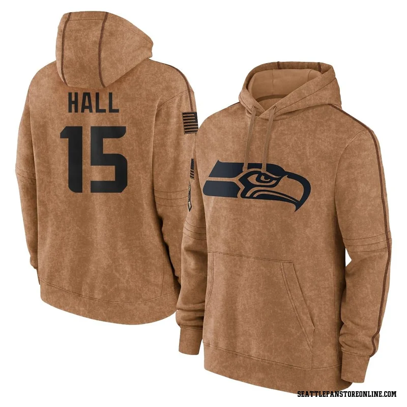 Brown Youth Jaren Hall Seattle Seahawks 2023 Salute To Service Club Pullover Hoodie