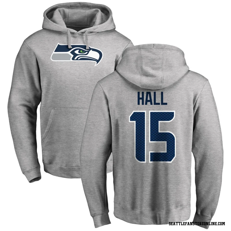 Men's Jaren Hall Seattle Seahawks Ash Name & Number Logo Pullover Hoodie
