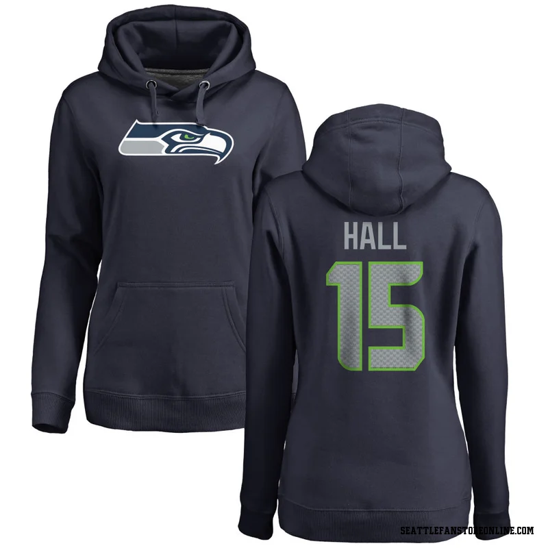 Navy Women's Jaren Hall Seattle Seahawks Name & Number Logo Pullover Hoodie