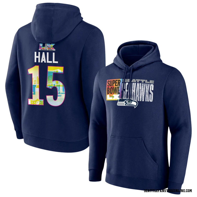 Navy Youth Jaren Hall Seattle Seahawks Super Bowl LX Name & Number Hoodie