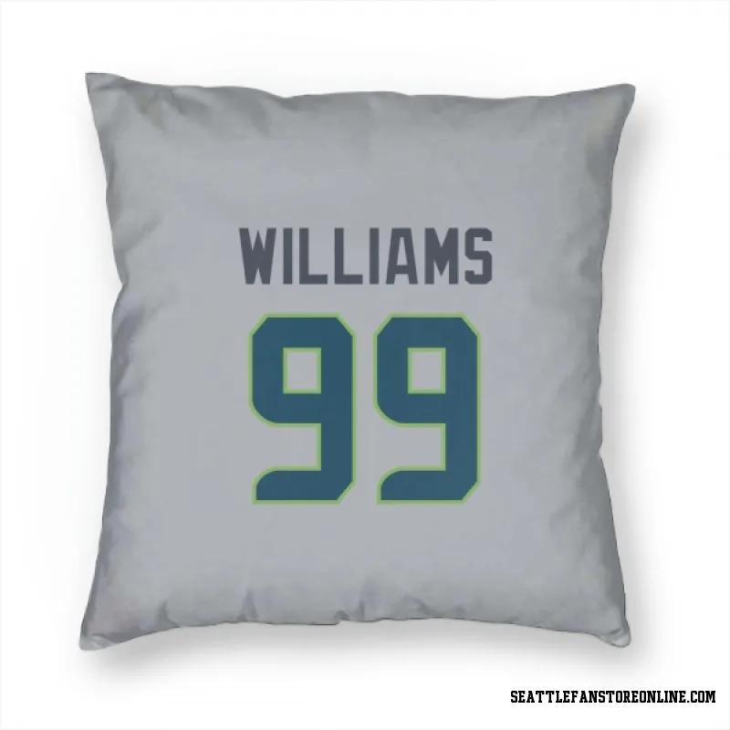 Gray Seattle Seahawks  Leonard Williams  Pillow Cover (18 X 18)
